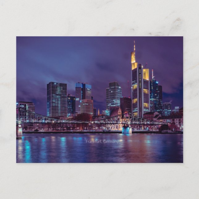 Carte Postale Francfort Allemagne la nuit (Devant)