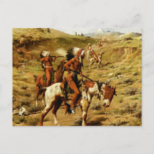 Carte Postale Frank Tenney Johnson Art Occidental "The War Party