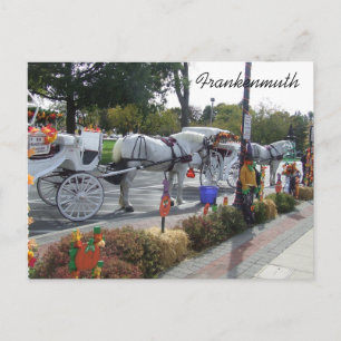 Carte Postale frankenmuth-michigan-cheval-blanc-attelage-calèche