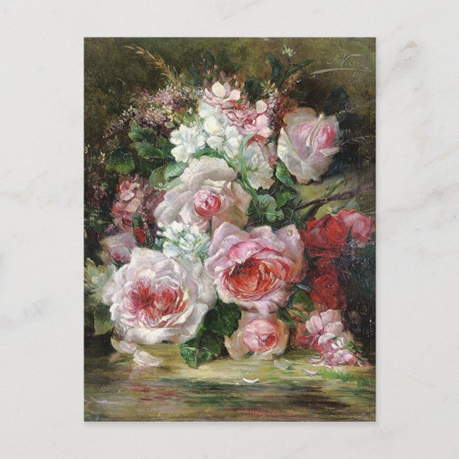 Carte Postale Frans Verhas Bouquet Vintage Rose (Devant)