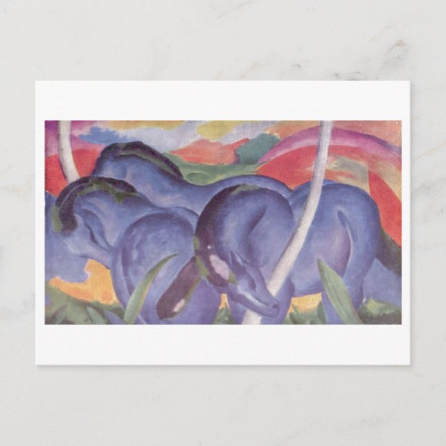 Carte Postale Franz Marc - Big Blue Horse 1911 Canvas Equine (Devant)