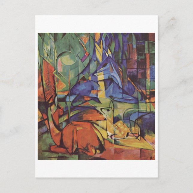 Carte Postale Franz Marc - Cerf dans Woods II 1913-14 Lune Fawn (Devant)