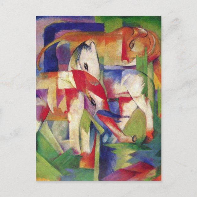 Carte Postale Franz Marc - Eléphant, Cheval, Bovins, Hiver (Devant)