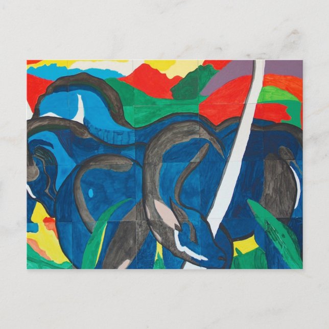 Carte Postale Franz Marc - Le Cheval Bleu (Devant)
