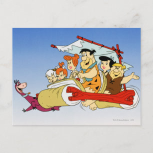 Carte Postale Fred Flintstone Wilma Barney et Betty PEBBLES™