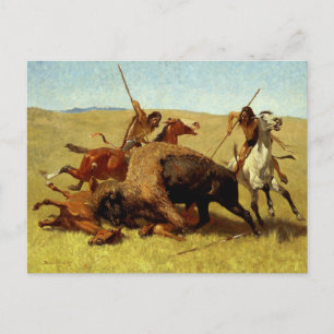 Carte Postale Frederic Remington Art de l'Ouest "Chasse au bison
