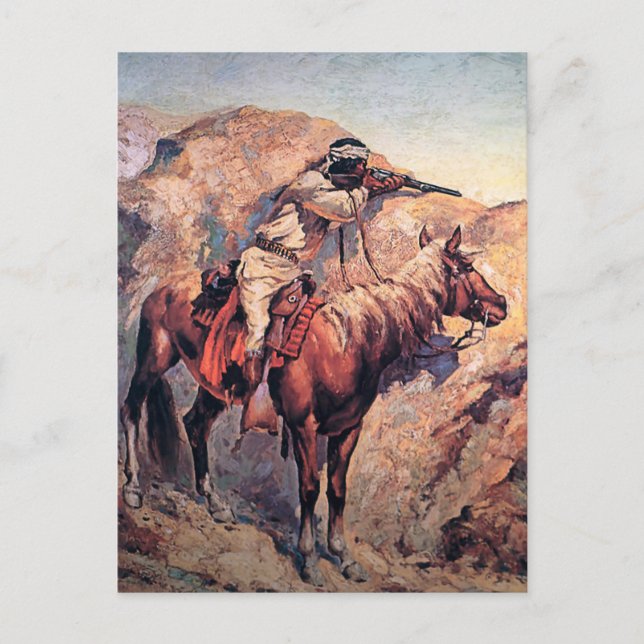 Carte Postale Frederic Remington Art Occidental "Apache Ambush" (Devant)