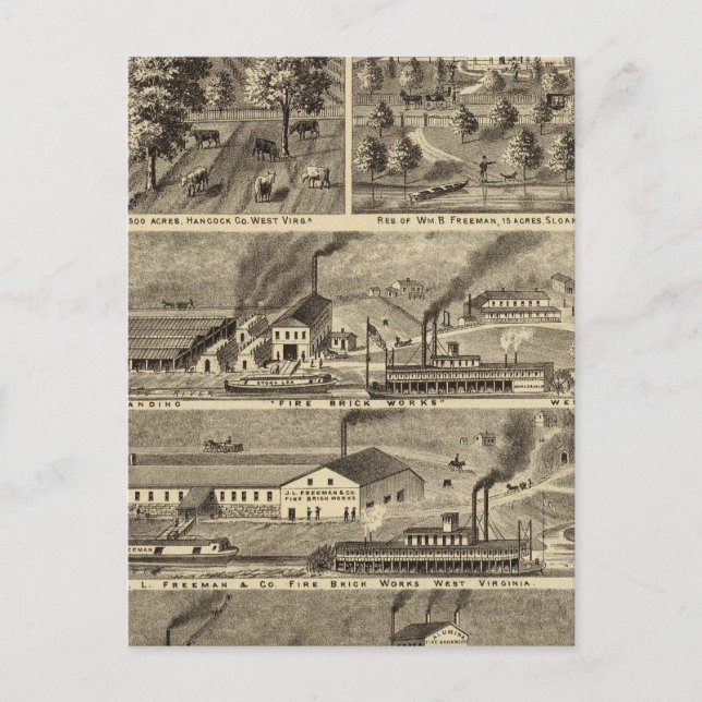 Carte Postale Freeman Brothers Works, Ohio (Devant)