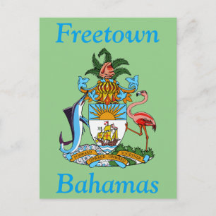 Carte Postale Freetown, Bahamas avec armoiries (Eleuthera)