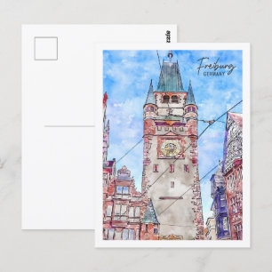 Carte Postale Freiburg Allemagne Travel Place Aquarelle
