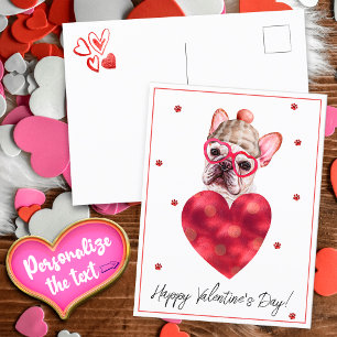 Carte Postale French Bulldog Frenchie Valentine's Day Gift Chig