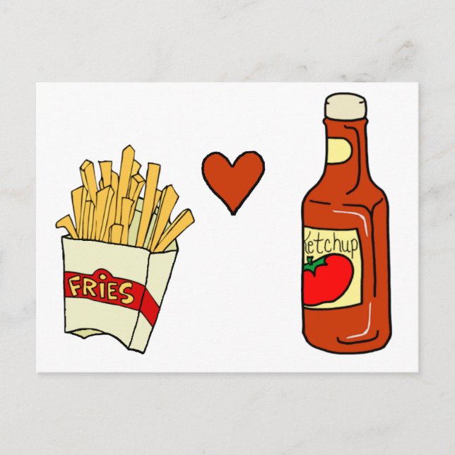 Carte Postale French Fries Love Ketchup (Devant)