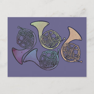 Carte Postale French Horns Art mignon dessin de cornes française