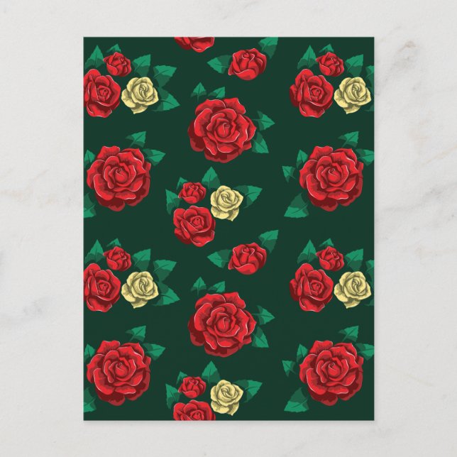 Carte Postale Frida Kahlo | Motif Rose rouge et or (Devant)