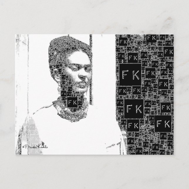 Carte Postale Frida Kahlo Portrait noir et blanc (Devant)