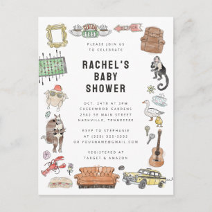 Carte Postale FRIENDS™ Baby Shower Icônes Aquarelle