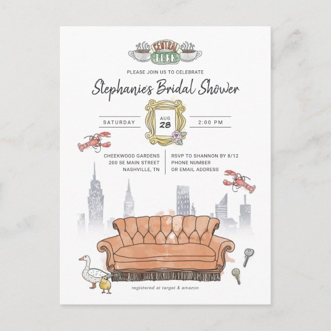 Carte Postale FRIENDS™ | Central Perk Aquarelle Enterrement de V (Devant)