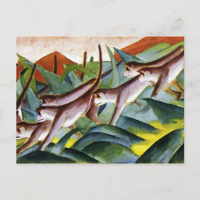 Carte Postale frise de singe par Franz Marc (Devant)