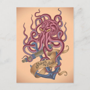 Carte Postale Frisser mon âme   Tatto de poulpe