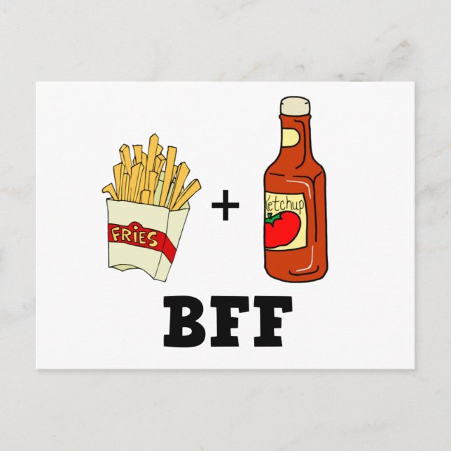 Carte Postale frites et Ketchup BFF (Devant)