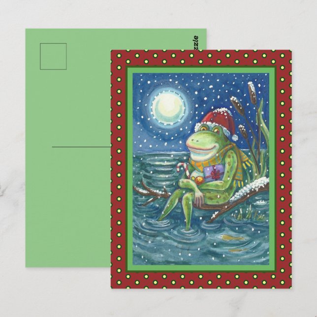 CARTE POSTALE FROG SUR LE JOURNAL RÉCHAUFFE LE COEUR, AMUSANT, M (Devant / Derrière)