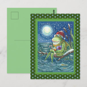 CARTE POSTALE FROG SUR LE JOURNAL RÉCHAUFFE LE COEUR, AMUSANT, M