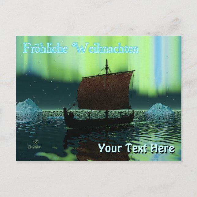 Carte Postale Fröhliche Weihnachten - Viking Ship (Devant)