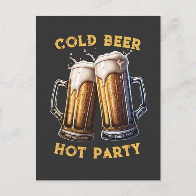 Carte Postale Froid Beer Hot Party Deux pintes parfait Combo (Devant)