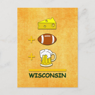 Carte Postale Fromage Football Bière Wisconsin Funny Math