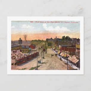 Carte Postale Front St, San Pedro Harbour, Los Angeles, Vintage
