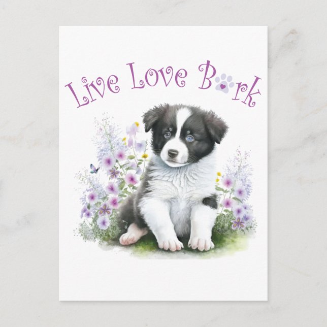 Carte Postale Frontière Collie Chien Maman Floral (Devant)