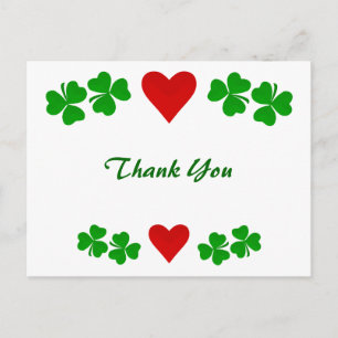 Carte Postale Frontière Shamrock irlandaise avec Merci de coeur