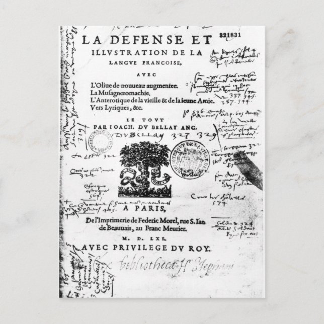 Carte Postale Frontispiece de "La Défense et l'illustration (Devant)
