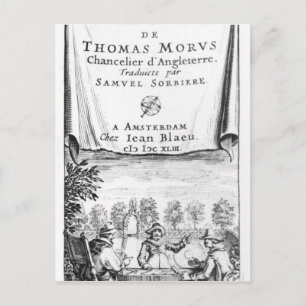 Carte Postale Frontispiece, 'L'utopie de Thomas More'