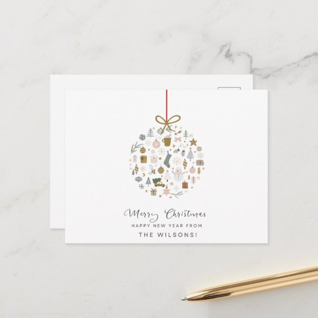 Carte Postale "Frosty Friends" Christmas Card (Devant/Arrière en situation)