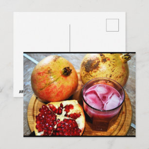 Carte Postale Fruit de grenade et jus