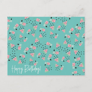 Carte Postale Fruit Watermelon crème glacée et Motif de plaisir 