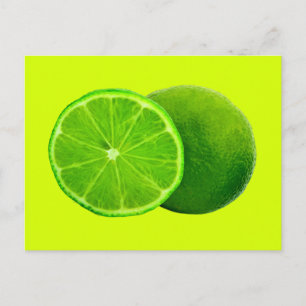 Carte Postale Fruits d'agrumes, tranche verte brillante de chaux