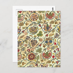 Carte Postale Fruits et fleurs de broderie