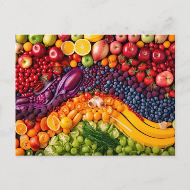 Carte Postale Fruits Légumes Aliments sains Régime végétarien (Devant)