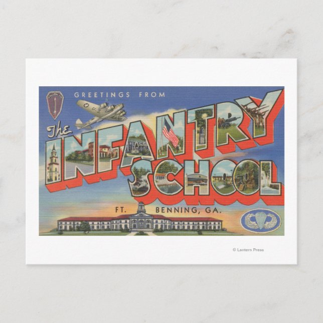 Carte Postale Ft. Benning, Géorgie - École d'infanterie (Devant)