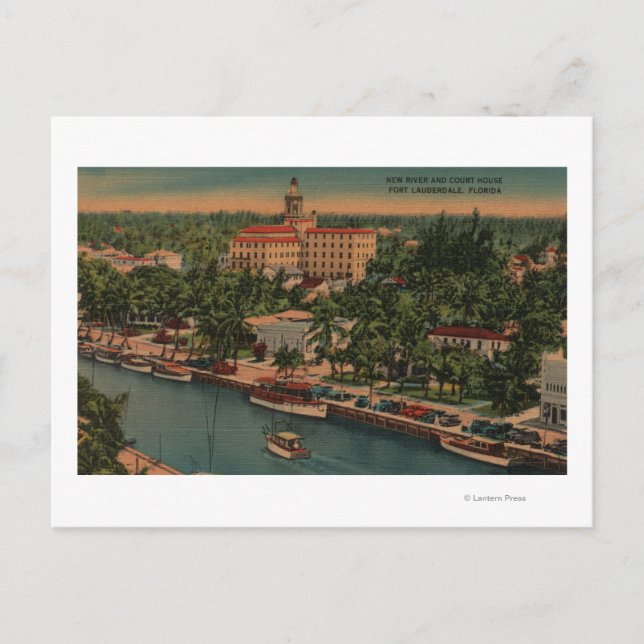Carte Postale Ft. Lauderdale, FL - Vue de New River & Court (Devant)