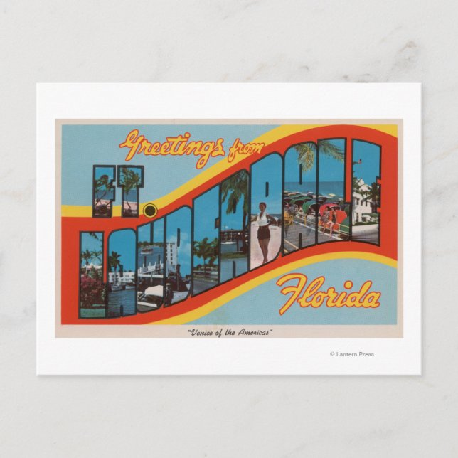 Carte Postale Ft. Lauderdale, Floride - Grandes Lettres Scènes 2 (Devant)