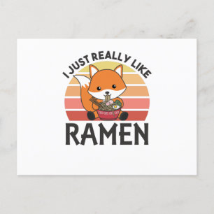 Carte Postale Fuchs J'Aime Vraiment Ramen Sweet Kawaii Noodle
