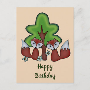 Carte Postale Füchse mit Baum