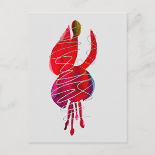 Carte Postale Fuchsia floral abstrait aquarelle