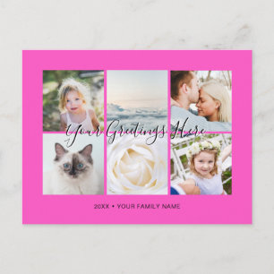 Carte Postale Fuchsia Personnalisé 6 photos Vœux universels