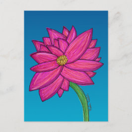 Carte Postale Fuchsia Pink Flower with blue background