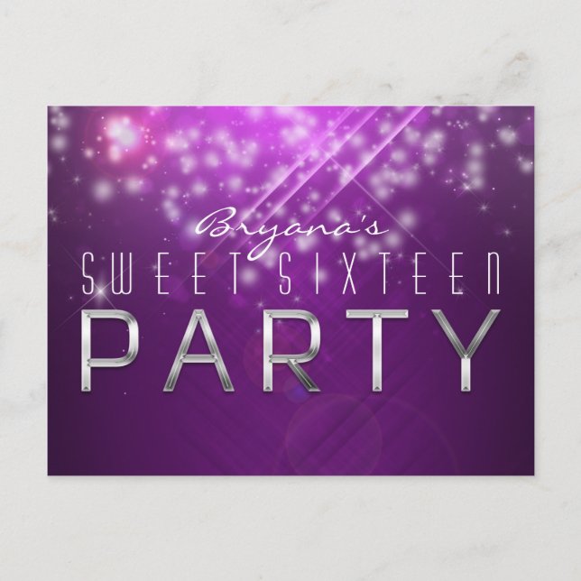 Carte postale Fuchsia Purple Sparkle Club Vibe PAR (Devant)