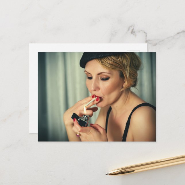 Carte Postale Fumée rétro (Devant/Arrière en situation)